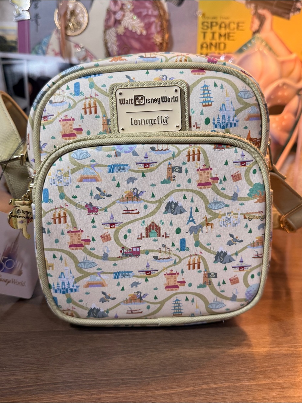 Loungefly Walt Disney World 50th anniversary Cream Parks Print Crossbody Bag